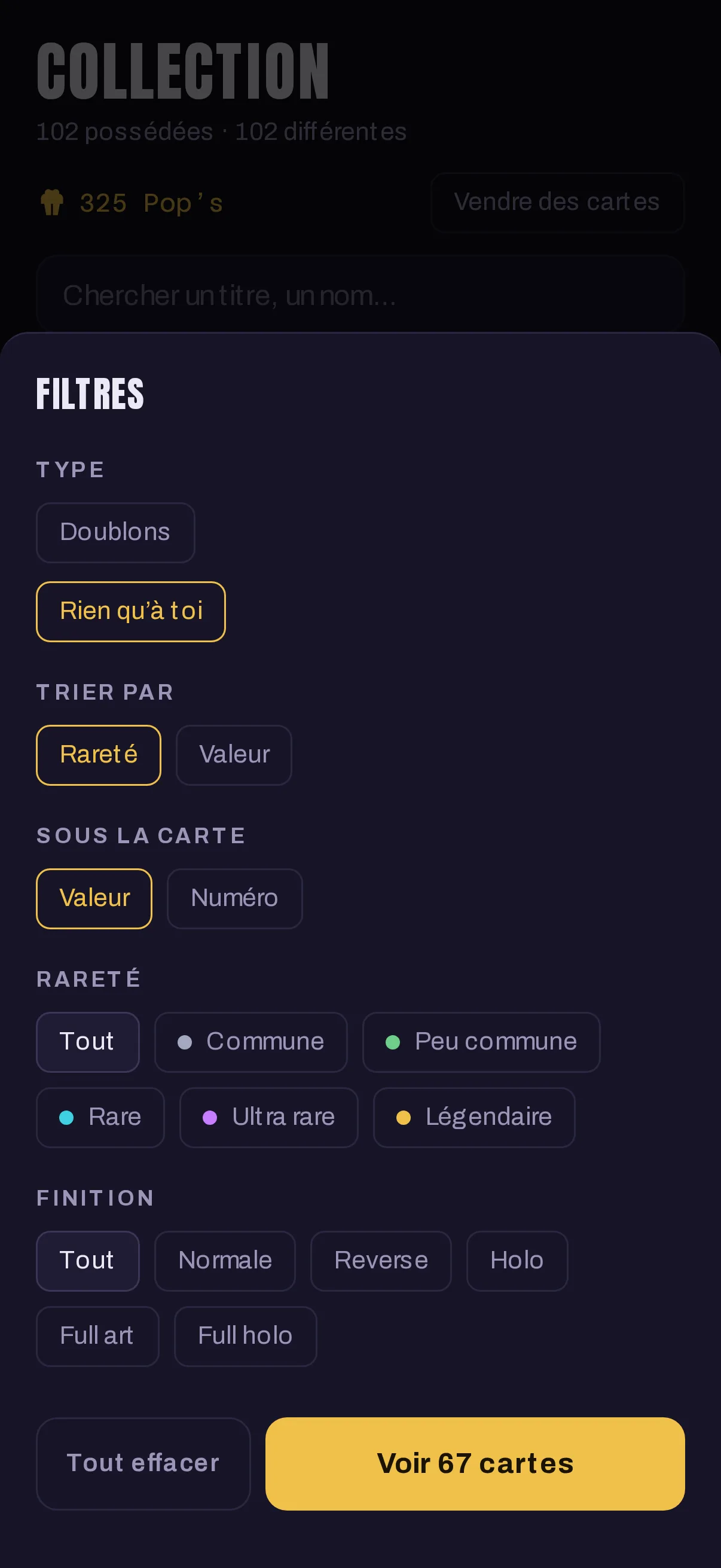 Le filtre « Rien qu'à toi » dans la vue filtres